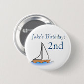 Litte Segelboot-Seegeburtstag Button (Vorne & Hinten)