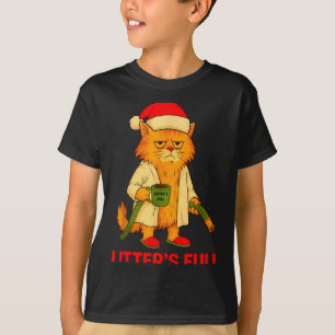 Litter ist voll lustige Weihnachten Katze Santa Cl T-Shirt