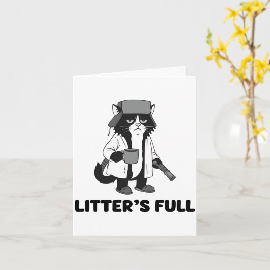Litter’s Full Funny Cat Christmas Humor Quote Long Karte (Gelbe Blume)