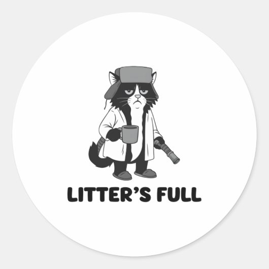 Litter’s Full Funny Cat Christmas Humor Quote Long Runder Aufkleber (Vorderseite)