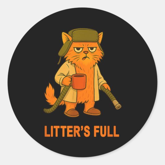 Litter’s Full Funny Cat Lover Feline Humor Christm Runder Aufkleber (Vorderseite)