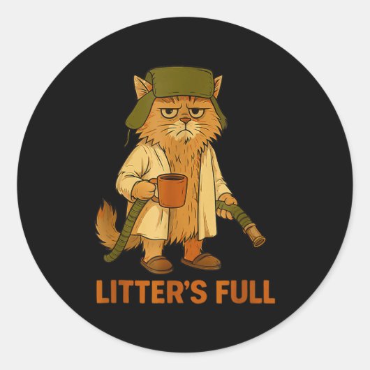 Litter’s Full Funny Cat Lovers Christmas For Men W Runder Aufkleber (Vorderseite)