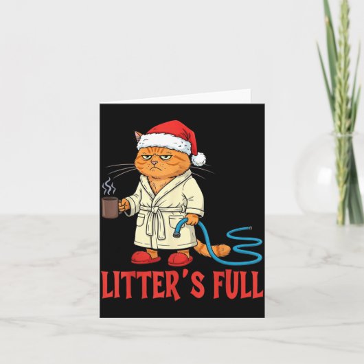 Litter’s Full Funny Cat Lovers Christmas Xmas Karte (Vorderseite)