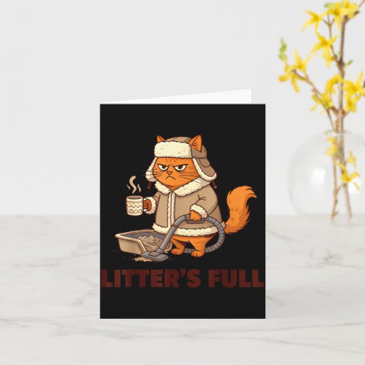 Litter’s Full Funny Cat Lovers Christmas Xmas  Karte (Gelbe Blume)