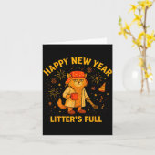 Litter’s Full Funny Cat Lovers Happy New Year  Karte (Gelbe Blume)