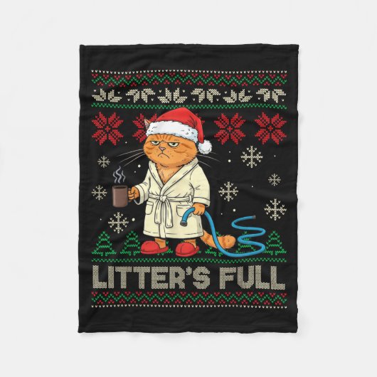 Litter’s Full Funny Cat Lovers Ugly Christmas Swea Fleecedecke (Vorderseite)