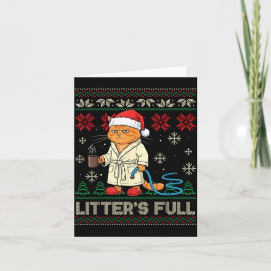 Litter’s Full Funny Cat Lovers Ugly Christmas Swea Karte (Vorderseite)