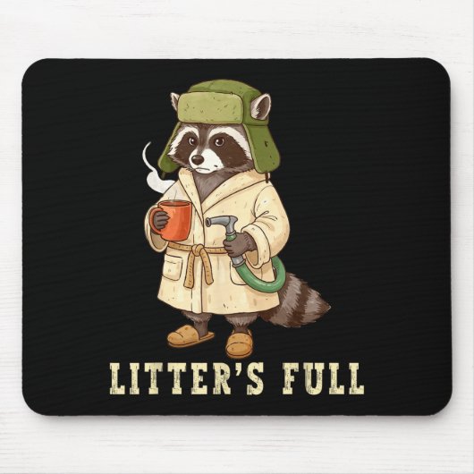 Litter’s Full Funny Raccoon Christmas Mpy Raccoon Mousepad (Vorne)