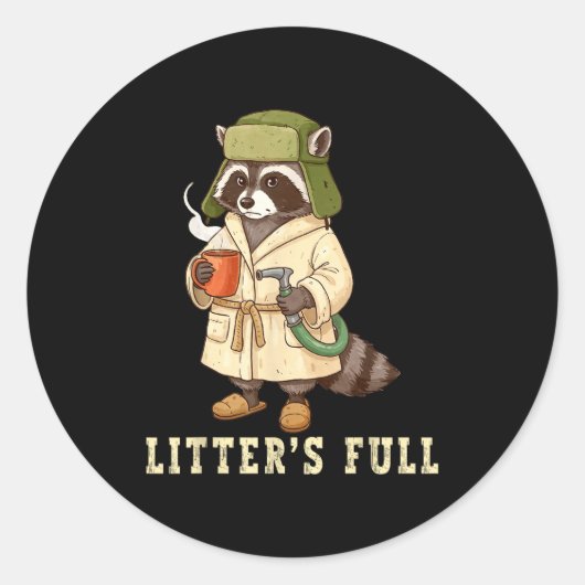 Litter’s Full Funny Raccoon Christmas Mpy Raccoon  Runder Aufkleber (Vorderseite)