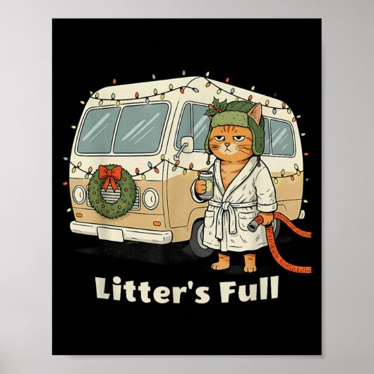 Litter's Full Christmas Cat, Funny Christmas Kitty Poster (Vorne)