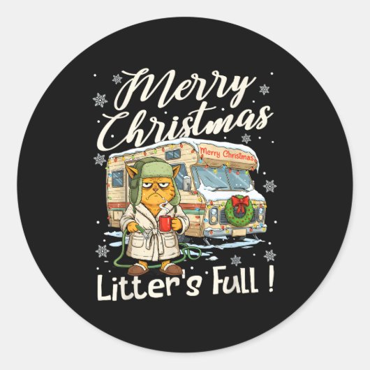 Litter's Full Funny Cat Parody Outfit Sarcastic Ch Runder Aufkleber (Vorderseite)