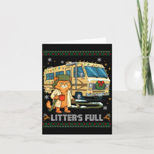 Litter's Full Funny Silly Cat Holding Coffee Meme  Karte (Vorderseite)