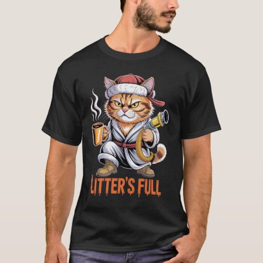 Litter's Full Grumpy Cat Santa Funny Holiday Humor T-Shirt (Vorderseite)