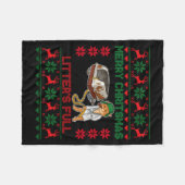 Litter's Full Merry Christmas Funny Cat Lover Ugly Fleecedecke (Vorderseite (Horizontal))