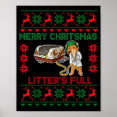 Litter's Full Merry Christmas Funny Cat Lover Ugly Poster (Vorne)