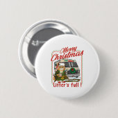 Litter's Full Merry Christmas Funny Cat Lovers Hol Button (Vorne & Hinten)