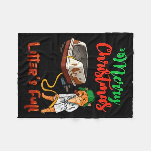 Litter's Full Merry Christmas Funny Cat Lovers Hol Fleecedecke (Vorderseite (Horizontal))