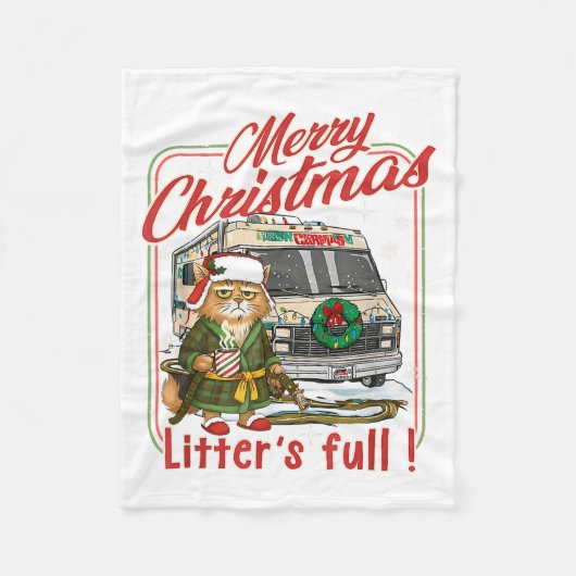 Litter's Full Merry Christmas Funny Cat Lovers Hol Fleecedecke (Vorderseite)