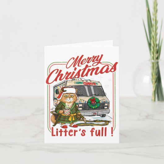 Litter's Full Merry Christmas Funny Cat Lovers Hol Karte (Vorderseite)