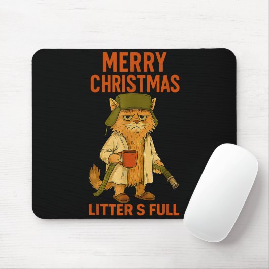 Litter's Full Merry Christmas Funny Cat Lovers Hol Mousepad (Mit Mouse)