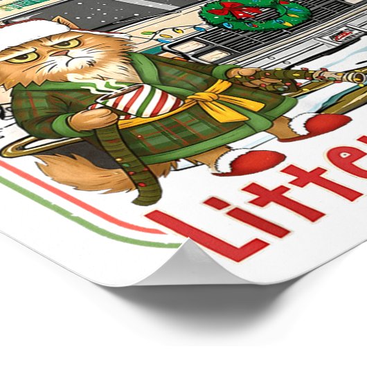 Litter's Full Merry Christmas Funny Cat Lovers Hol Poster (Ecke)