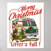 Litter's Full Merry Christmas Funny Cat Lovers Hol Poster (Vorne)