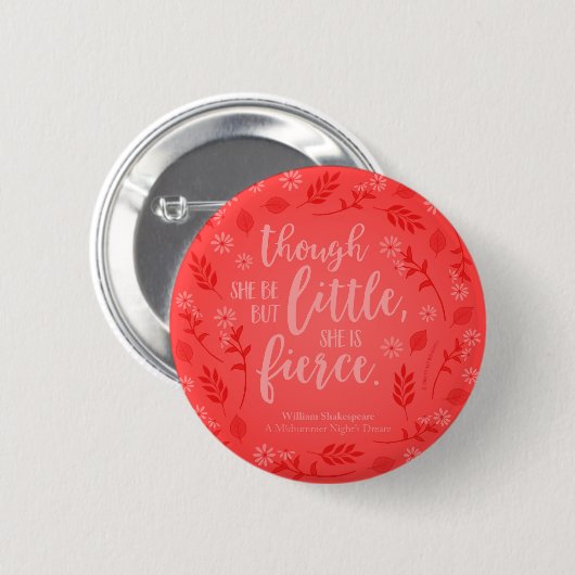 Little Aber Fierce William Shakespeare Red Floral Button (Vorne & Hinten)