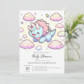 Little Adorable Dinosaur Babydusche Einladung (Stehend Vorderseite)