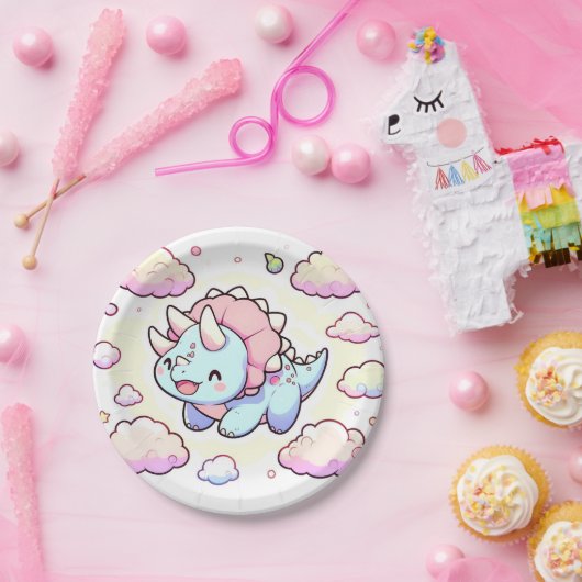 Little Adorable Dinosaur Babydusche Pappteller (Party)