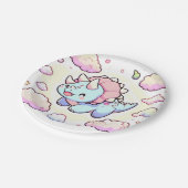 Little Adorable Dinosaur Babydusche Pappteller (Schrägansicht)