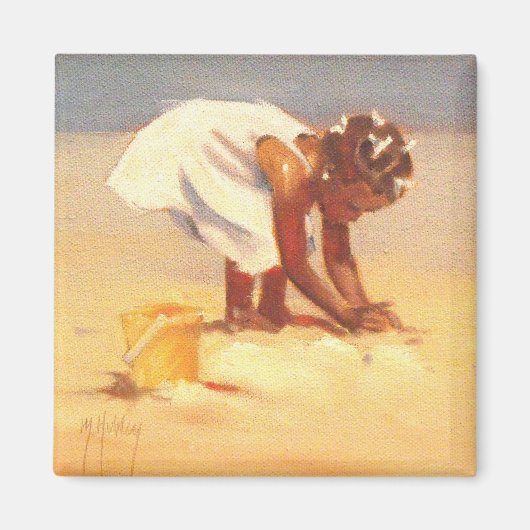 Little African Girl on Beach Magnet (Vorne)