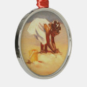 Little African Girl on Beach Silbernes Ornament (Rechts)