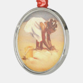 Little African Girl on Beach Silbernes Ornament (Links)