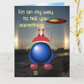 Little Alien Happy Birthday Karte (Gelbe Blume)