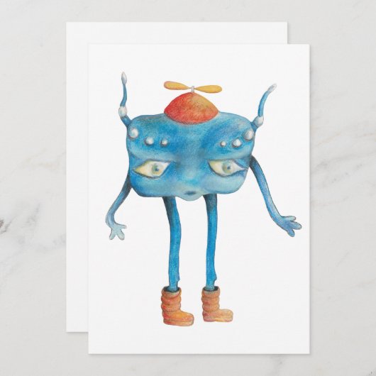 Little Alien Pi Einladung (Vorne/Hinten)