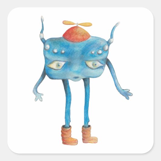 Little Alien Pi Quadratischer Aufkleber (Vorderseite)