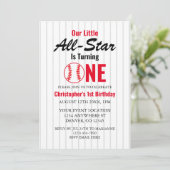 Little All Star Baseball 1. Geburtstag Einladung (Stehend Vorderseite)