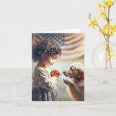 Little American Girl Praying Karte (Gelbe Blume)