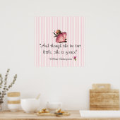Little and Fierce Shakespeare Pink Stripe Poster (Küche)