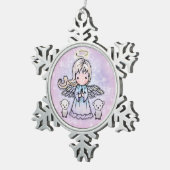 Little Angel and Polar Bears Schneeflocken Zinn-Ornament (Rechts)