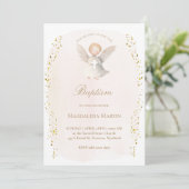 little angel baby girl | Baptism Invitation Einladung (Stehend Vorderseite)