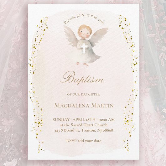 little angel baby girl | Baptism Invitation Einladung