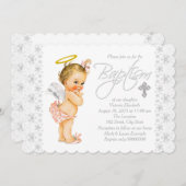 Little Angel Baby Girl Baptisse Einladung (Vorne/Hinten)