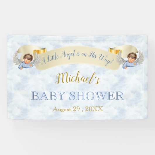 Little Angel Blue Wings Duschbanner Banner (Horizontal)