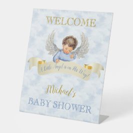 Little Angel Blue Wings Table Willkommen Sockelschild