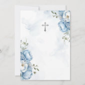 Little Angel Blume Dusty Blue Silver Boy Bautizo Einladung (Rückseite)