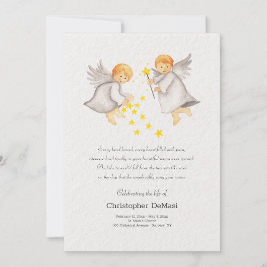 Little Angel Celebration of Life Card Einladung (Vorderseite)