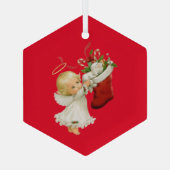 Little Angel Christmas Glass Ornament Aus Glas (Rückseite)