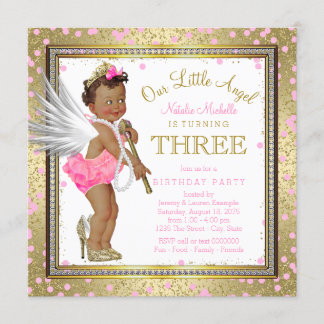 Little Angel Ethnic Girls 3. Geburtstags-Party Einladung