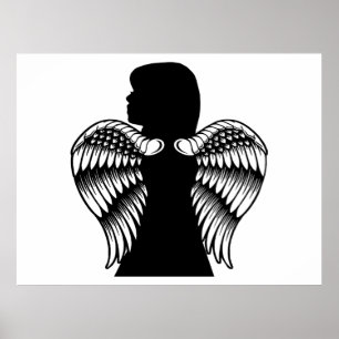 Little Angel Girl Child Silhouette Fantasiekunst Poster